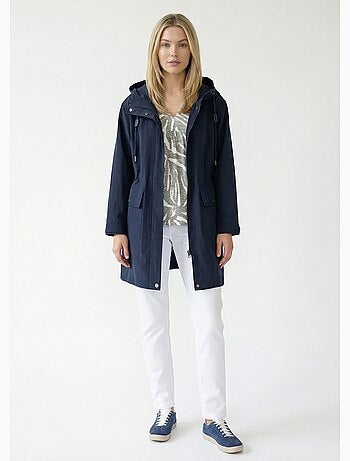 Parka impermeable con cremallera y botones a presión en la capucha - Afibel
