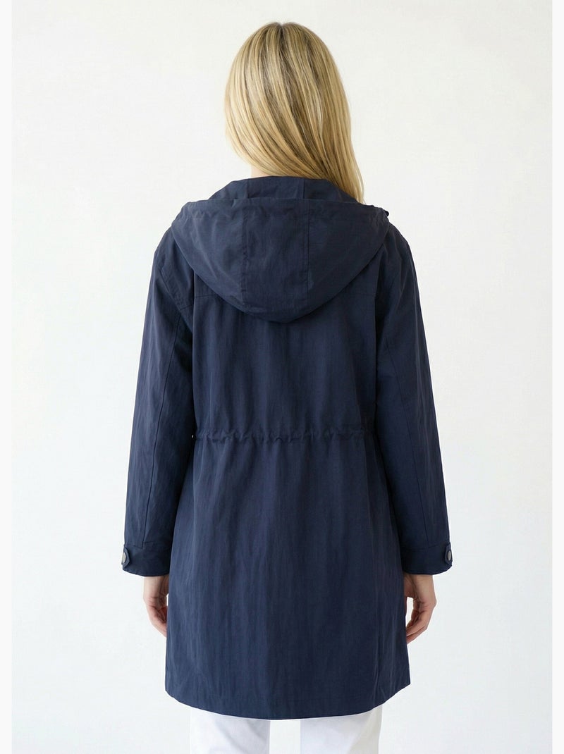 Parka impermeable con cremallera y botones a presión en la capucha - Afibel Azul marino - Kiabi