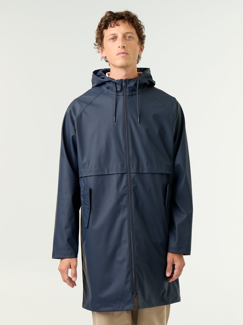 Parka impermeable larga Azul - Kiabi