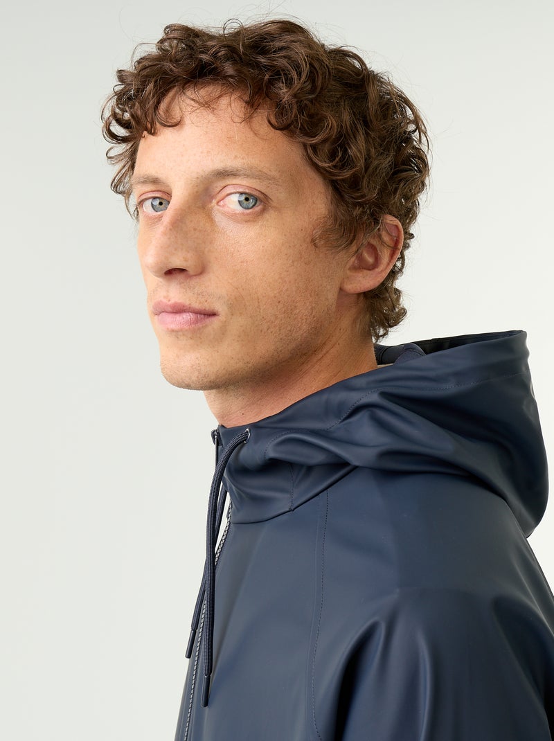 Parka impermeable larga Azul - Kiabi