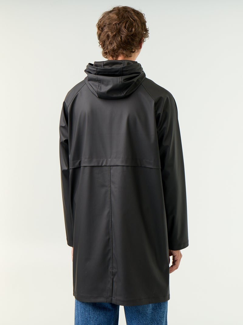 Parka impermeable larga Negro - Kiabi