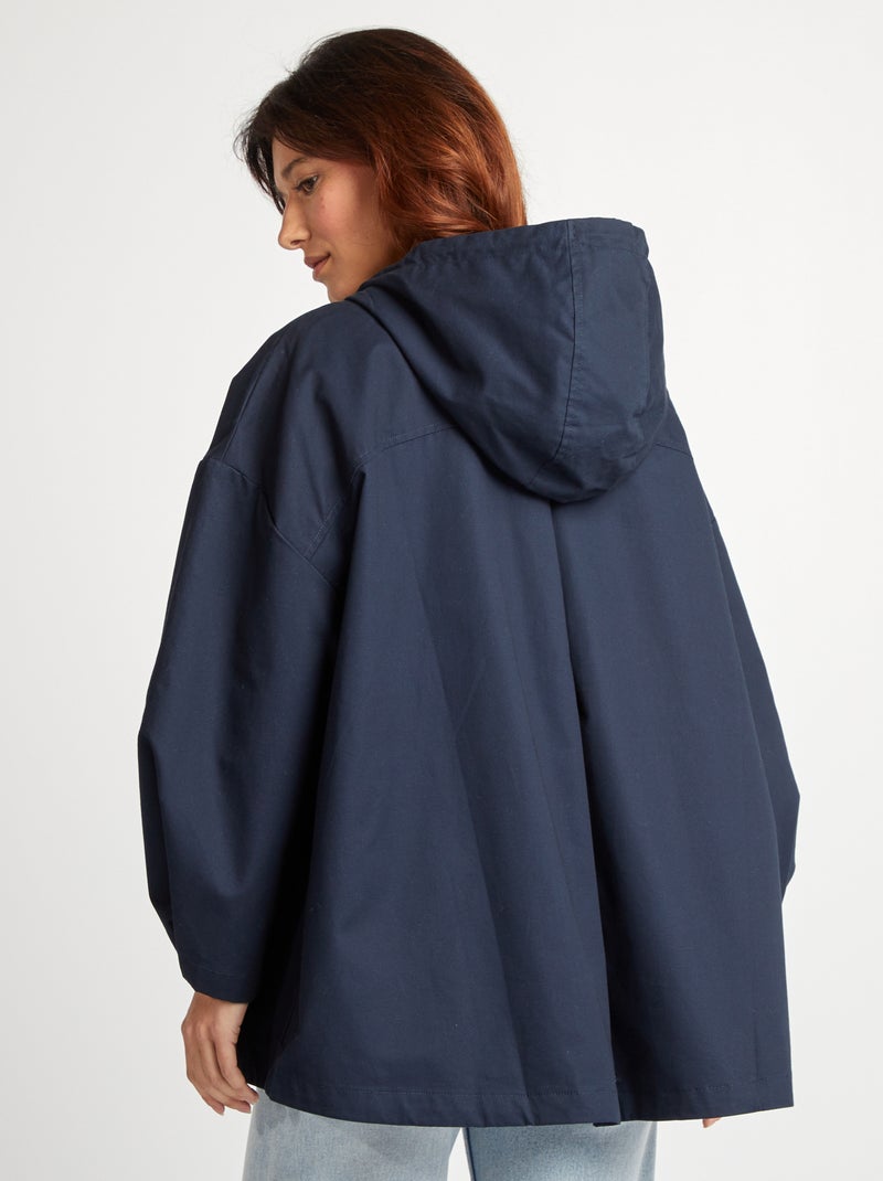 Parka impermeable oversize con capucha azul - Kiabi