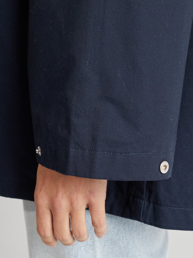 Parka impermeable oversize con capucha azul - Kiabi