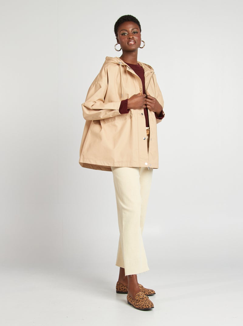 Parka impermeable oversize con capucha BEIGE - Kiabi