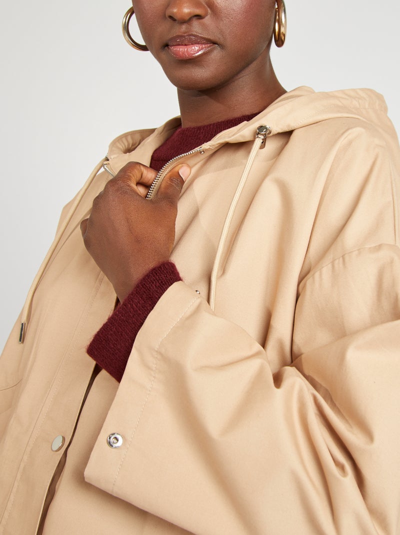 Parka impermeable oversize con capucha BEIGE - Kiabi