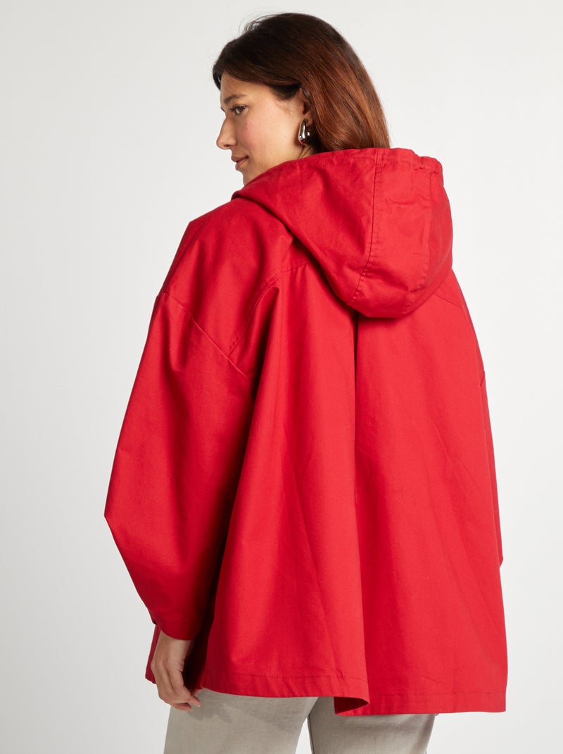Parka impermeable oversize con capucha rojo - Kiabi