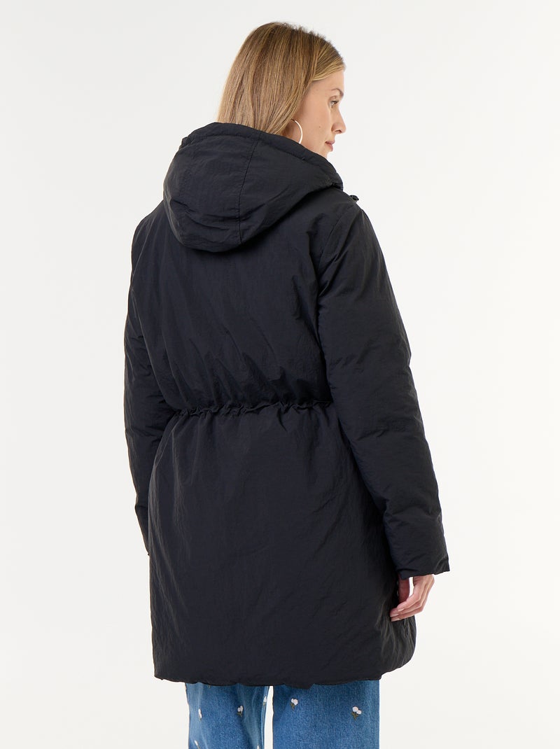 Parka larga acolchada con capucha Negro - Kiabi