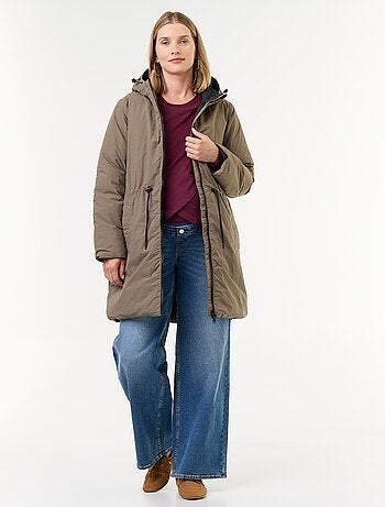 Parka larga acolchada con capucha