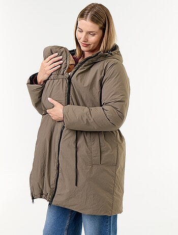 Parka larga acolchada con capucha