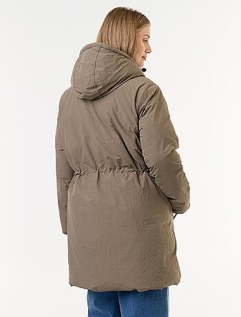 Parka larga acolchada con capucha