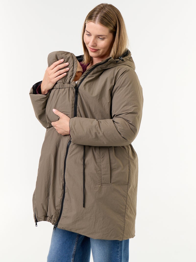 Parka larga acolchada con capucha Verde - Kiabi