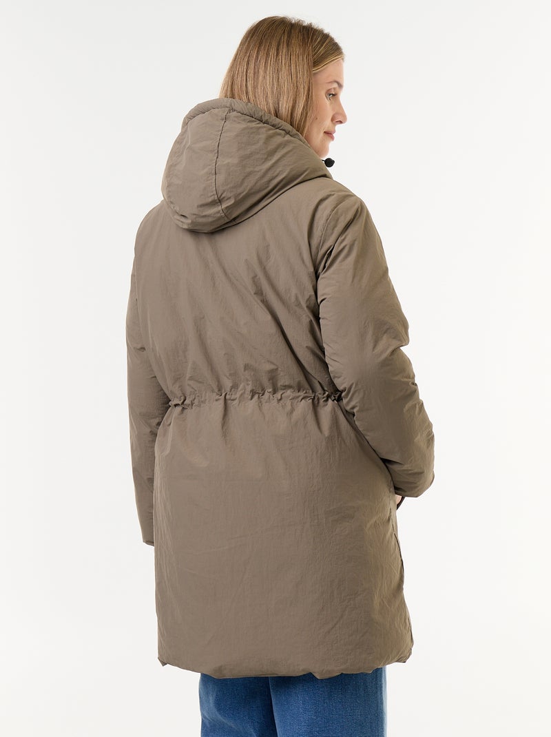 Parka larga acolchada con capucha Verde - Kiabi