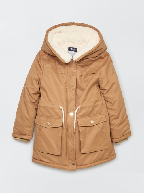 Parka larga con capucha - beis - Kiabi