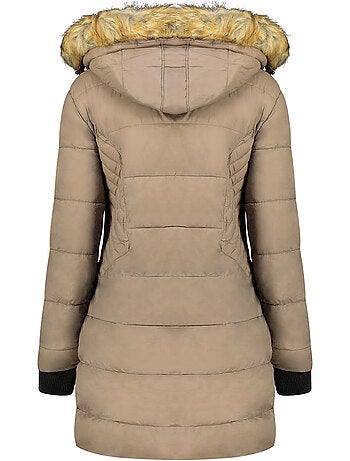 Parka larga con capucha de piel sintética akapeak – canadian peak