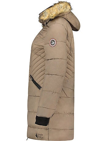 Parka larga con capucha de piel sintética akapeak – canadian peak