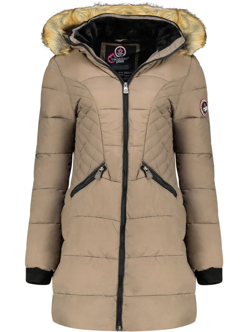 Parka larga con capucha de piel sintética akapeak – canadian peak Taupe - Kiabi