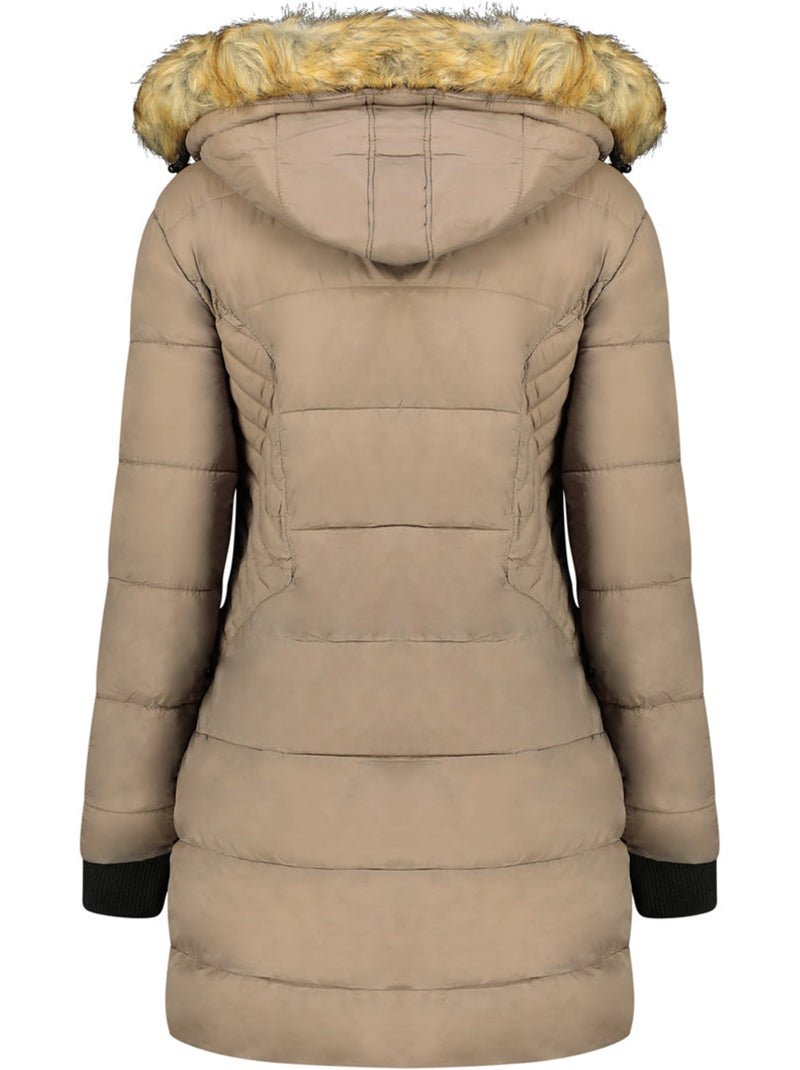 Parka larga con capucha de piel sintética akapeak – canadian peak Taupe - Kiabi