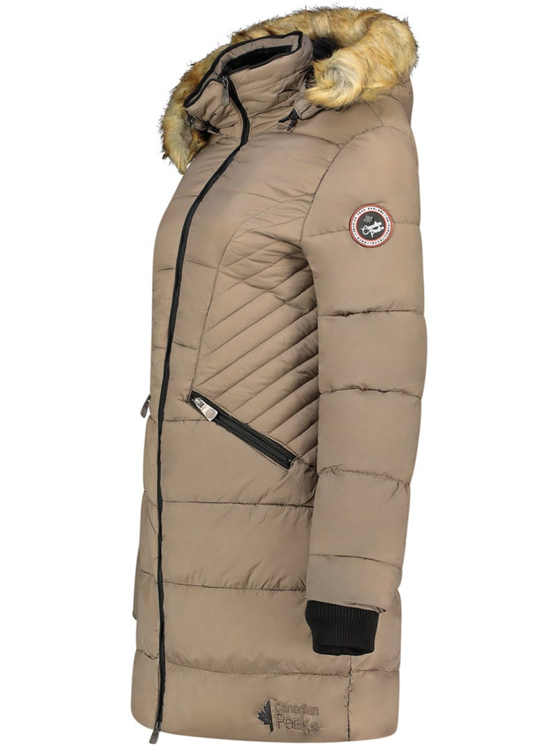 Parka larga con capucha de piel sintética akapeak – canadian peak Taupe - Kiabi