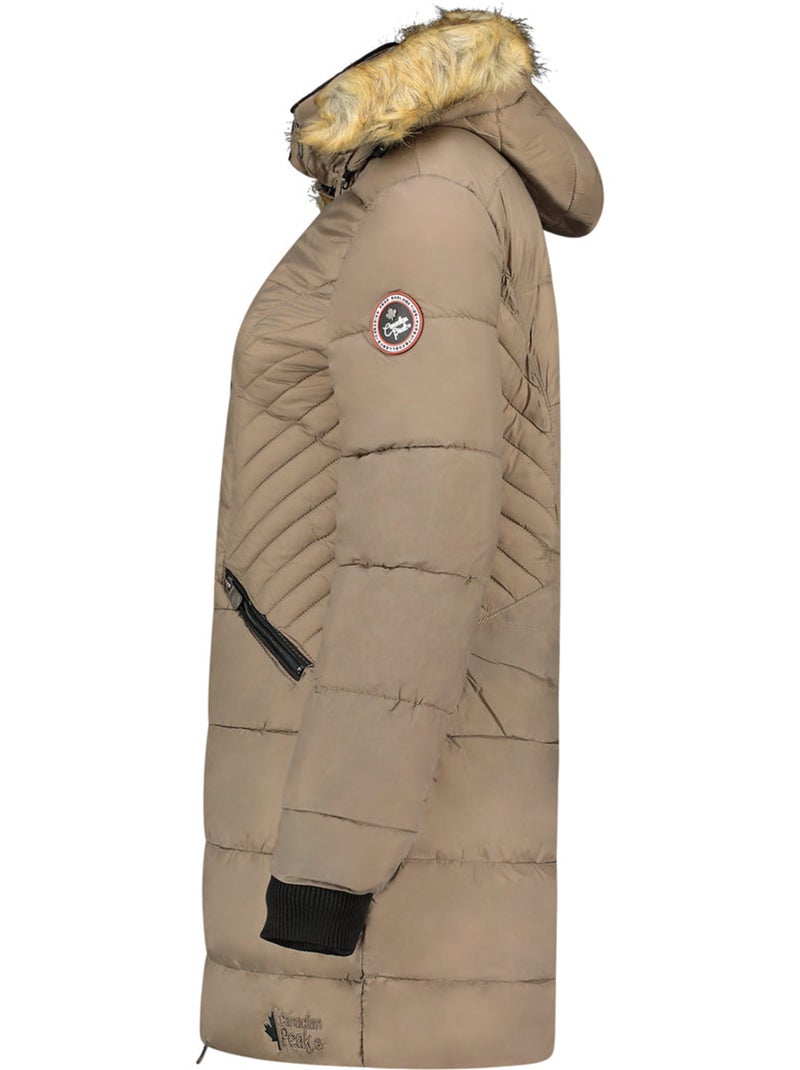 Parka larga con capucha de piel sintética akapeak – canadian peak Taupe - Kiabi