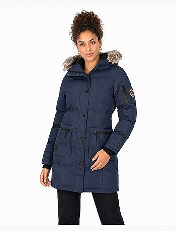 Parka larga con capucha de piel sintética axelus – canadian peak