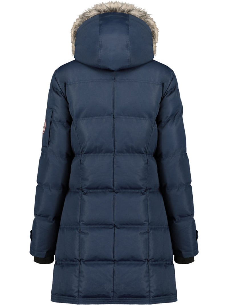 Parka larga con capucha de piel sintética axelus – canadian peak Azul marino - Kiabi