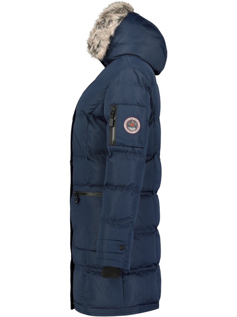 Parka larga con capucha de piel sintética axelus – canadian peak Azul marino - Kiabi