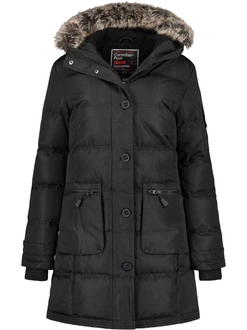 Parka larga con capucha de piel sintética axelus – canadian peak Negro - Kiabi