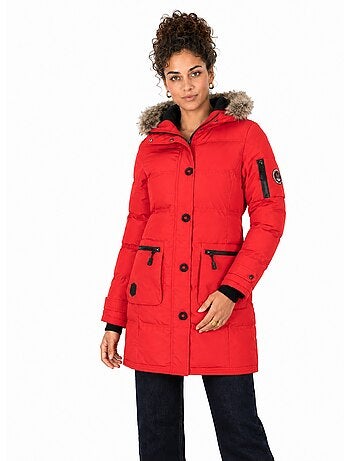 Parka larga con capucha de piel sintética axelus – canadian peak