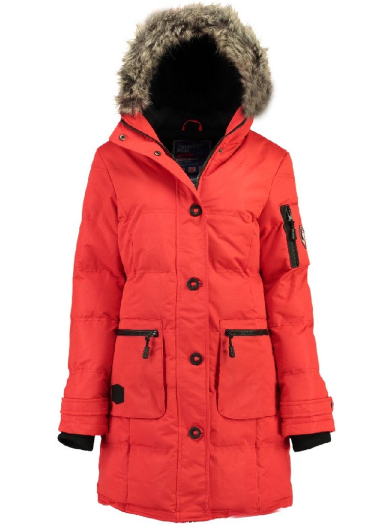 Parka larga con capucha de piel sintética axelus – canadian peak Rojo - Kiabi