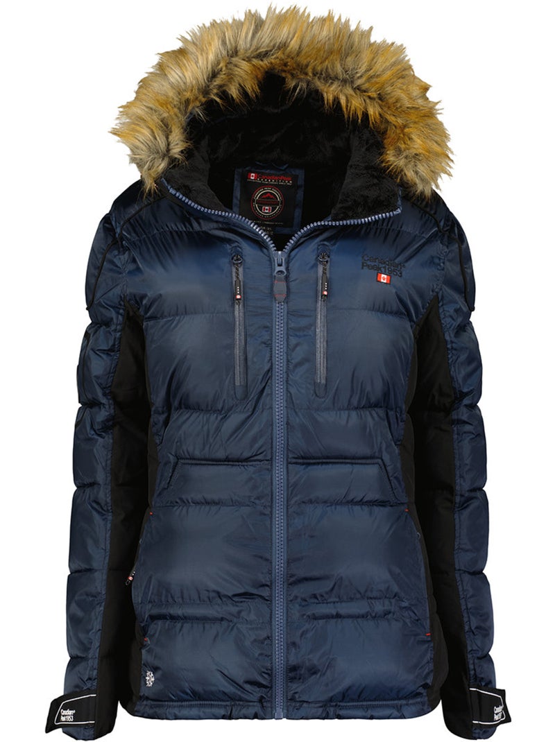 Parka larga con capucha de piel sintética bersileak – canadian peak Azul marino - Kiabi