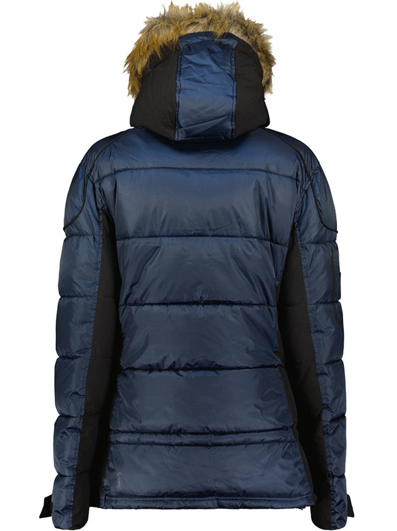 Parka larga con capucha de piel sintética bersileak – canadian peak Azul marino - Kiabi