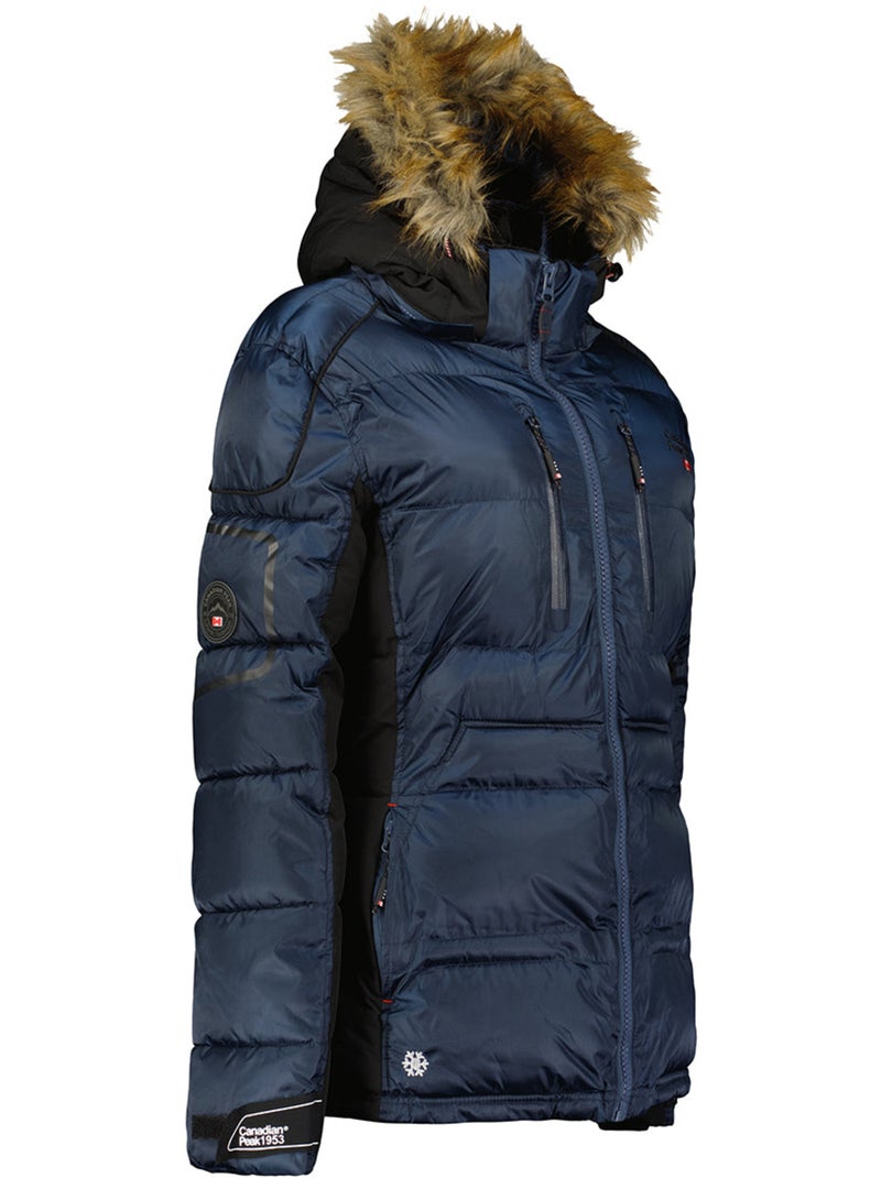 Parka larga con capucha de piel sintética bersileak – canadian peak Azul marino - Kiabi