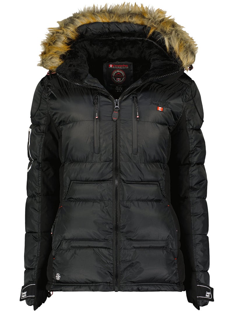 Parka larga con capucha de piel sintética bersileak – canadian peak Negro - Kiabi