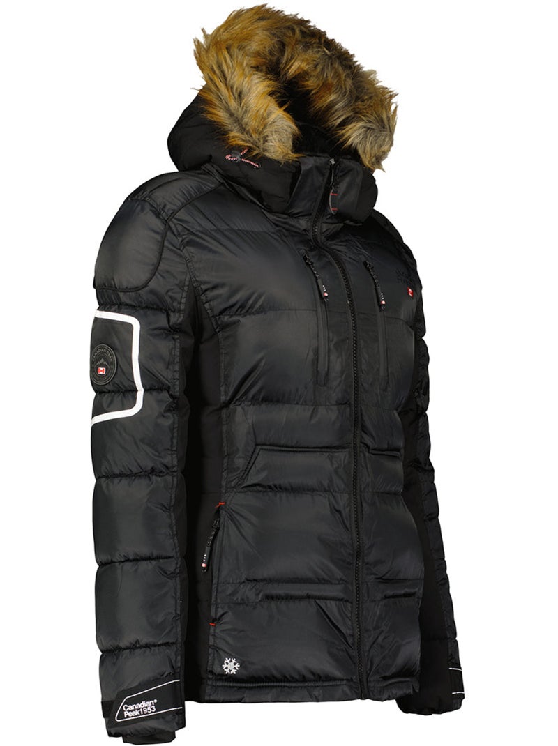 Parka larga con capucha de piel sintética bersileak – canadian peak Negro - Kiabi