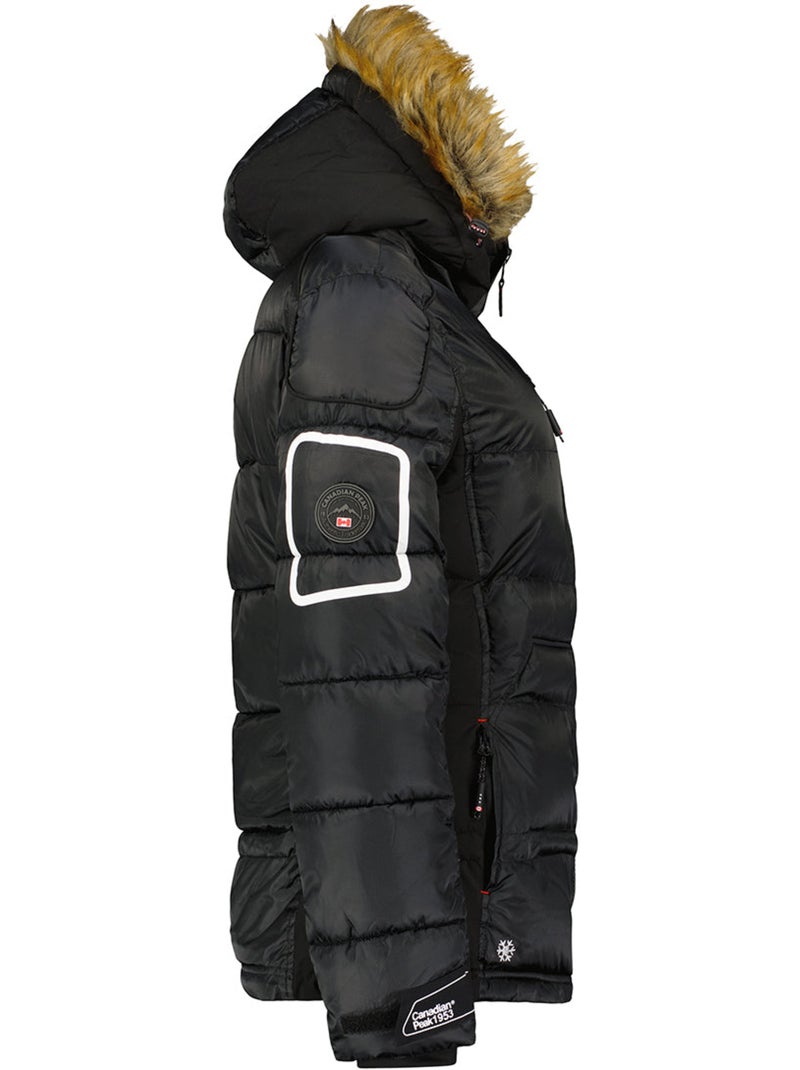 Parka larga con capucha de piel sintética bersileak – canadian peak Negro - Kiabi