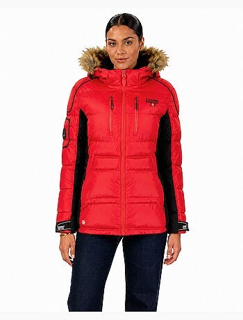 Parka larga con capucha de piel sintética bersileak – canadian peak