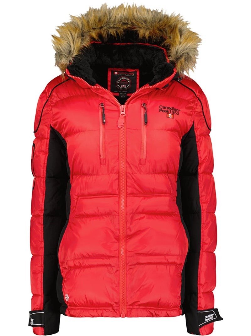 Parka larga con capucha de piel sintética bersileak – canadian peak Rojo - Kiabi