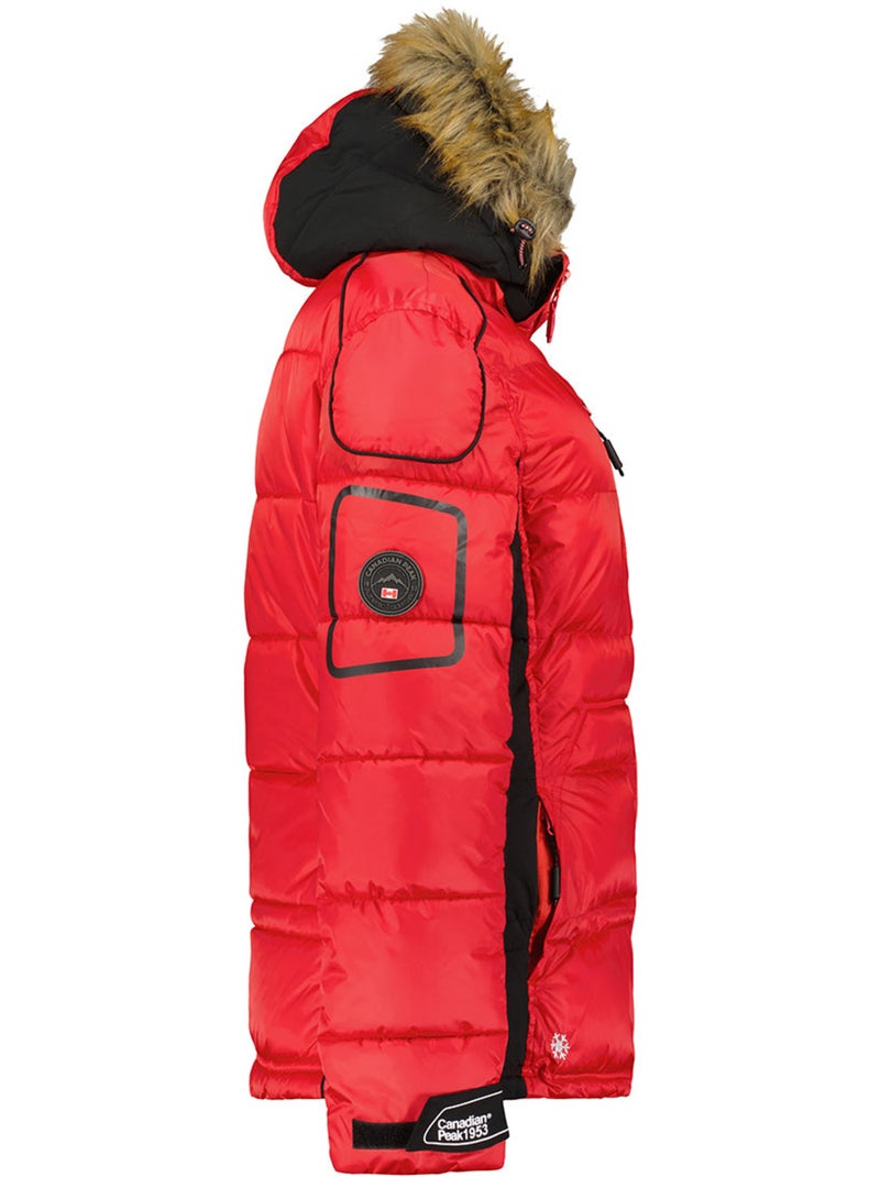 Parka larga con capucha de piel sintética bersileak – canadian peak Rojo - Kiabi