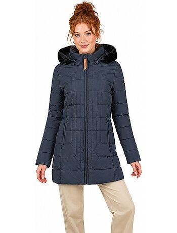 Parka larga con capucha de piel sintética braceleak – canadian peak
