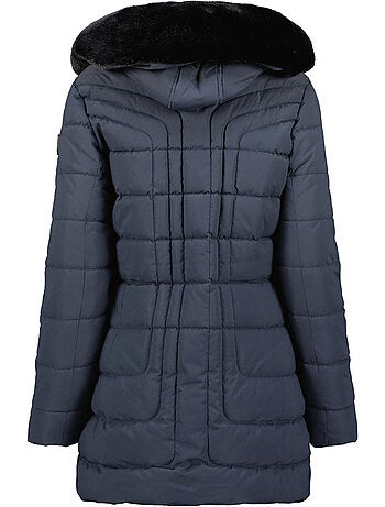 Parka larga con capucha de piel sintética braceleak – canadian peak