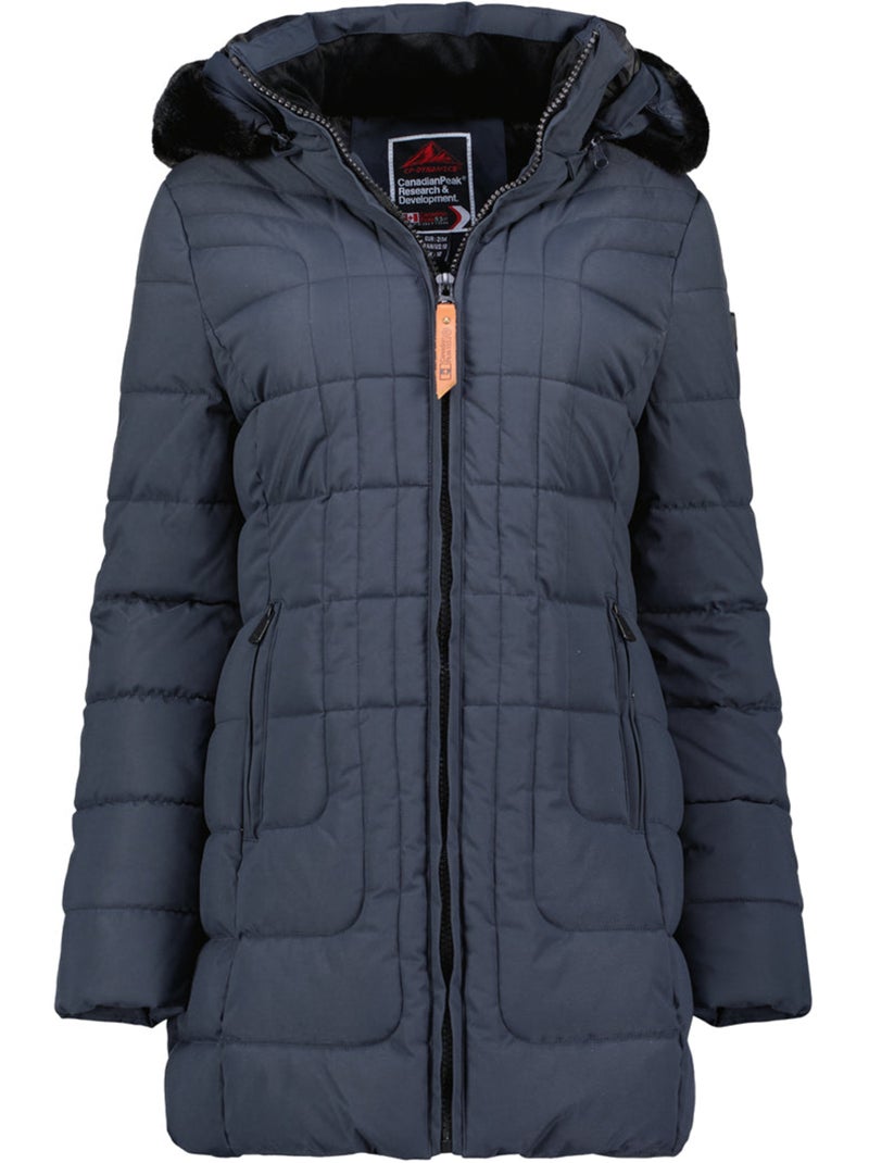 Parka larga con capucha de piel sintética braceleak – canadian peak Azul marino - Kiabi