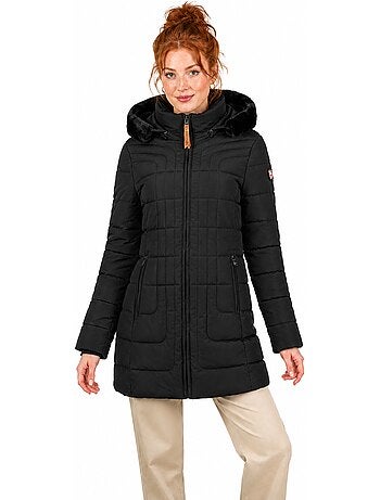Parka larga con capucha de piel sintética braceleak – canadian peak
