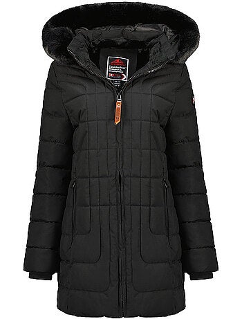 Parka larga con capucha de piel sintética braceleak – canadian peak