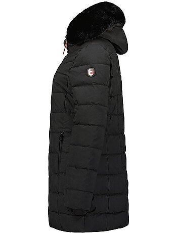Parka larga con capucha de piel sintética braceleak – canadian peak