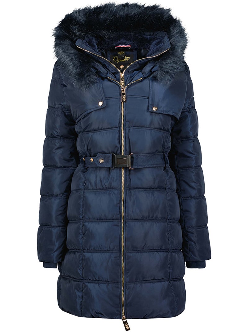 Parka larga con capucha de piel sintética diamentereak – canadian peak Azul marino - Kiabi