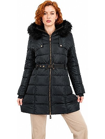 Parka larga con capucha de piel sintética diamentereak – canadian peak