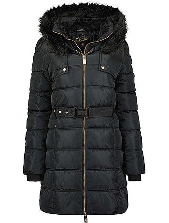 Parka larga con capucha de piel sintética diamentereak – canadian peak