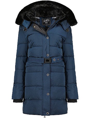 Parka larga con capucha desmontable de piel sintética bettineak – canadian peak