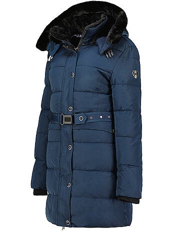 Parka larga con capucha desmontable de piel sintética bettineak – canadian peak