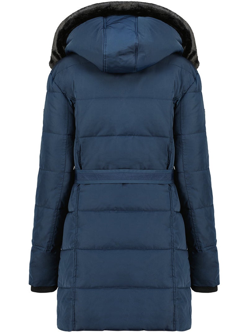 Parka larga con capucha desmontable de piel sintética bettineak – canadian peak Azul marino - Kiabi